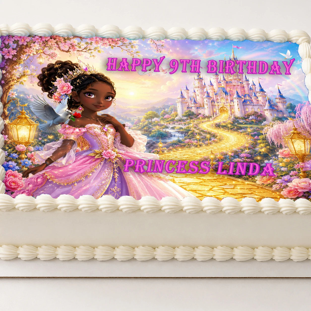 Beautiful Princess Birthday Edible Image Cake Topper - 1/4 Icing Sheet - RA Pape Easy to use