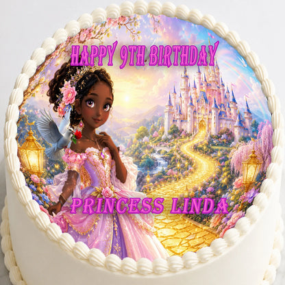 Beautiful Princess Birthday Edible Image Cake Topper - Precut 8" Icing Sheet - RA Pape Easy to use