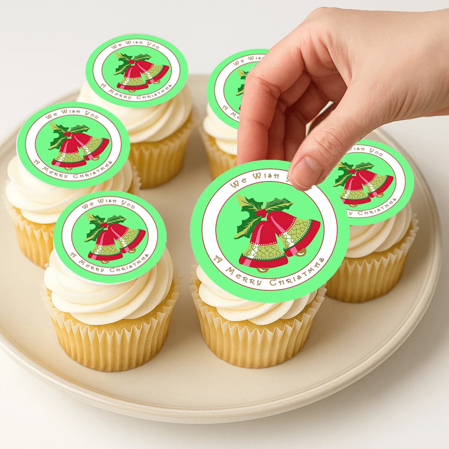 Bells and Mistletoe Christmas Edible Image Cookie & Cupcake Topper - Easy to use