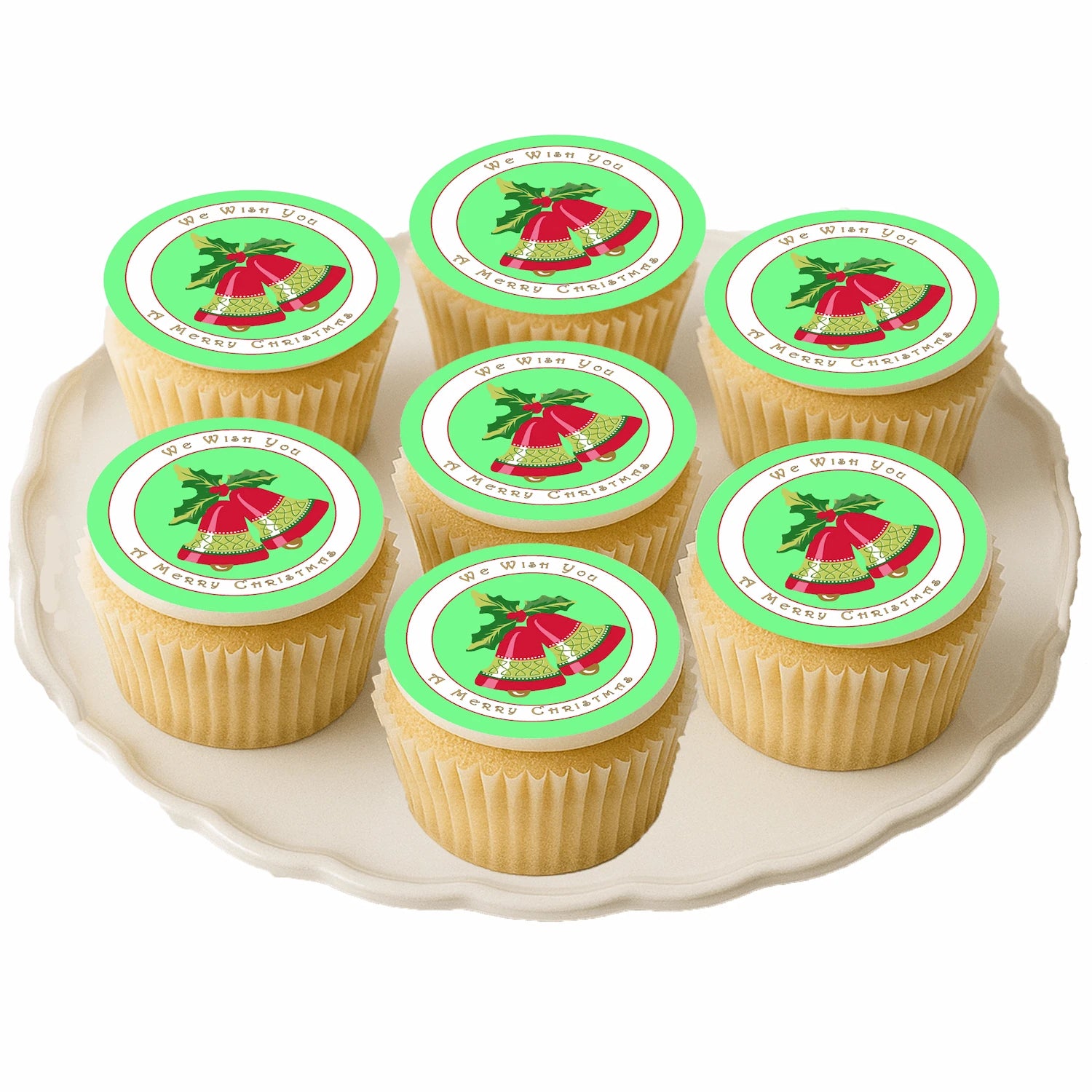 Christmas Bells edible cake images - cupcake image toppers on cupcakes – for Christmas holiday fun