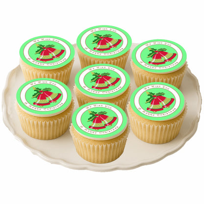 Christmas Bells edible cake images - cupcake image toppers on cupcakes – for Christmas holiday fun