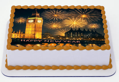 Edible Icing Images Sheet Cake Topper with Big Ben London-themed decoration