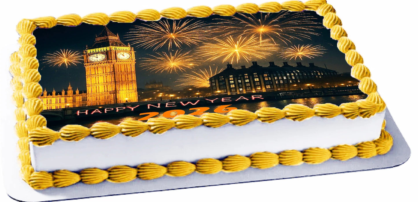 Custom Edible Cake Topper – Big Ben London Design – 1/4 Sheet Cake (9x13) – Precut Icing Sheet – RA Pape