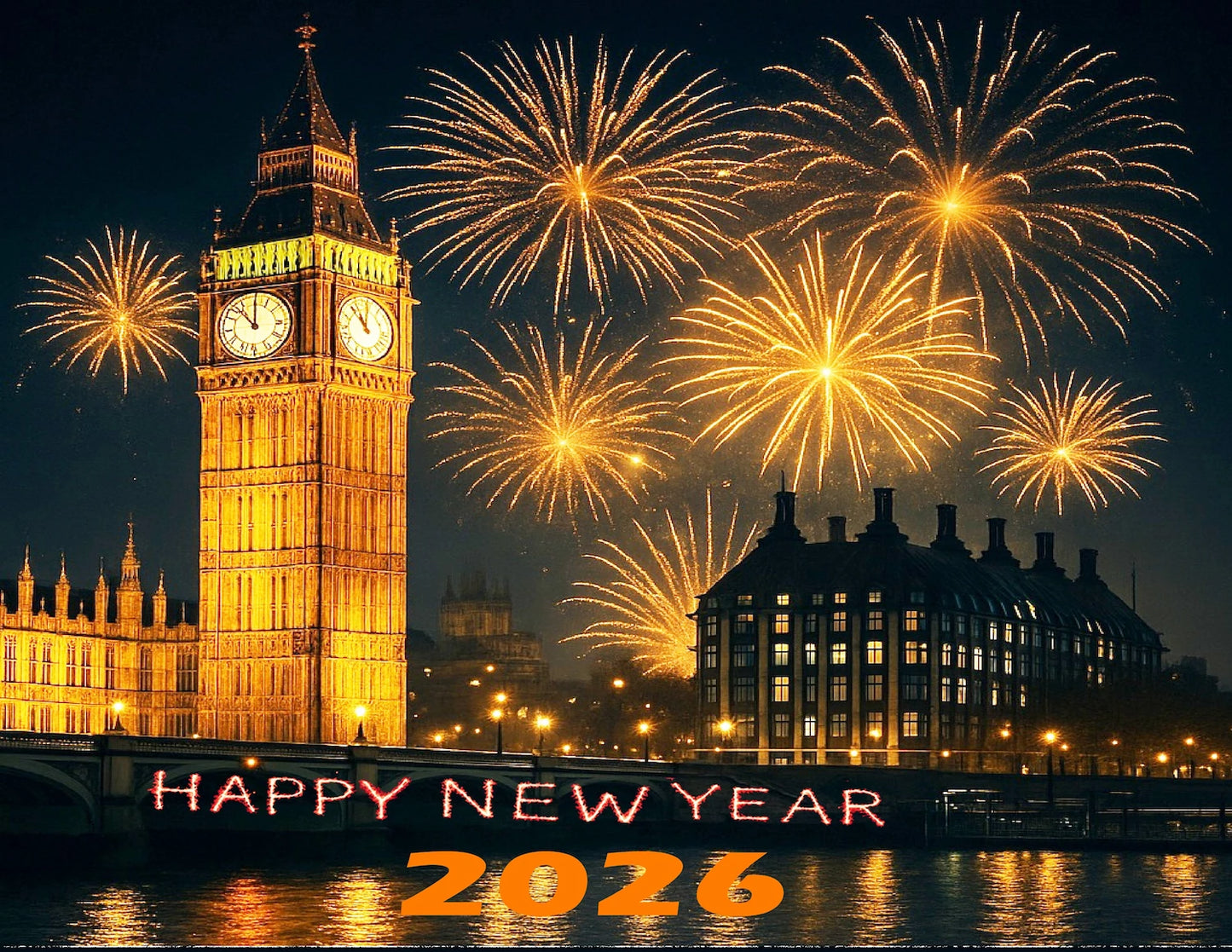 Fireworks and Big Ben London Edible Image Sheet Cake Topper