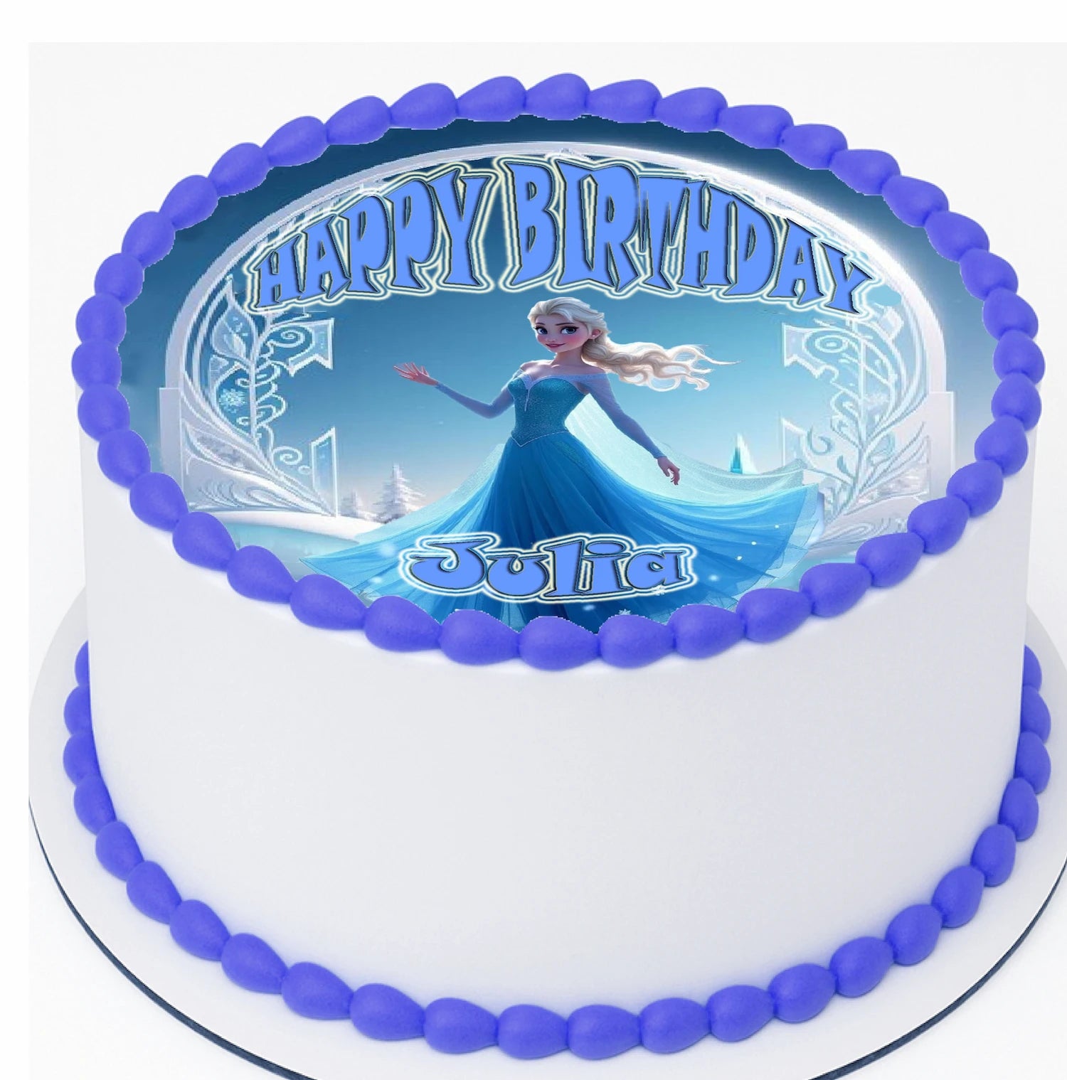 Blue Frozen Elsa Princess Edible Image Cake Topper
