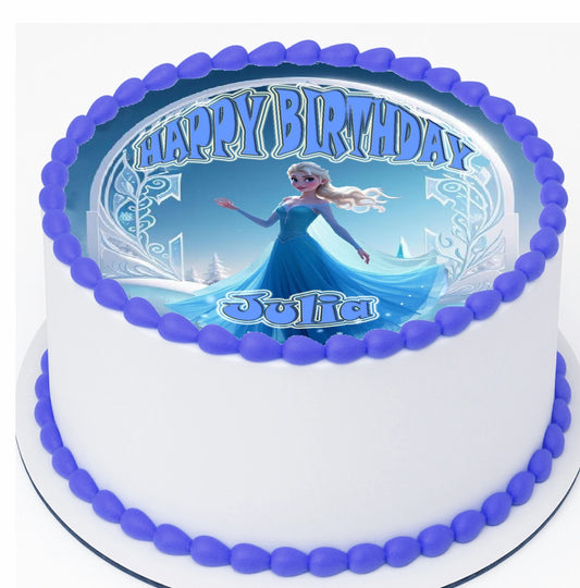 Blue Frozen Elsa Princess Edible Image Cake Topper