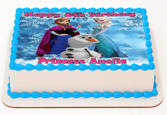 Blue Frozen Elsa Princess Edible Image Sheet Cake Topper