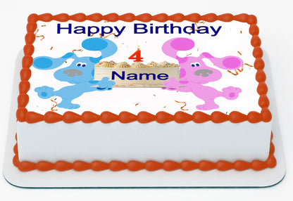 Edibel Icing  Images, Birthday cake topper with Blue's Clues characters and customizable age and birthday text.