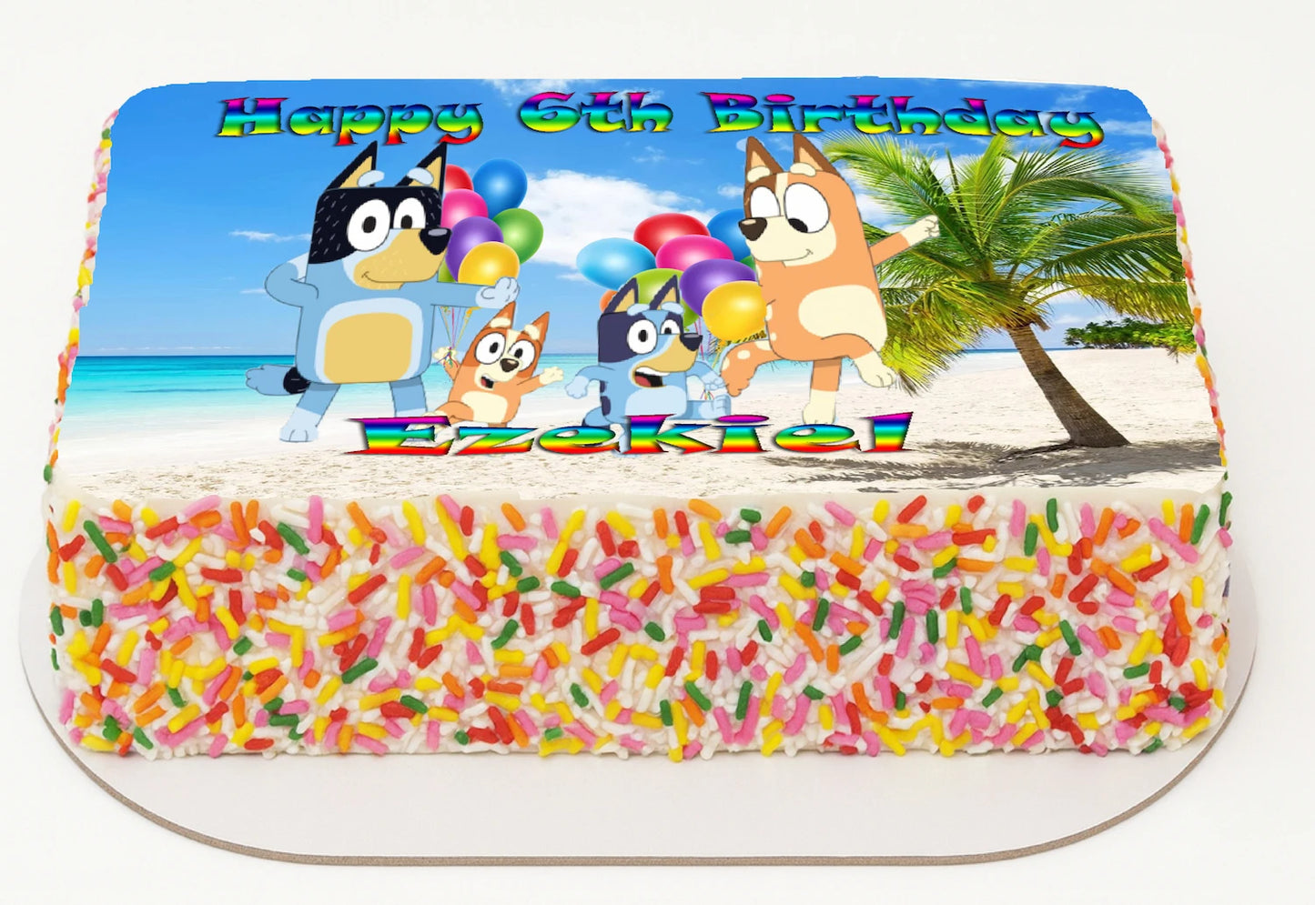 Bluey Dog  Edible Icing Images  Personalized birthday cake topper with cartoon characters and sprinkles