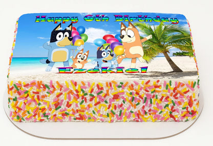 Bluey Dog  Edible Icing Images  Personalized birthday cake topper with cartoon characters and sprinkles