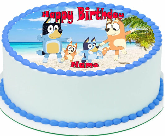 Bluey Dog Themed Edible Image Cake Topper