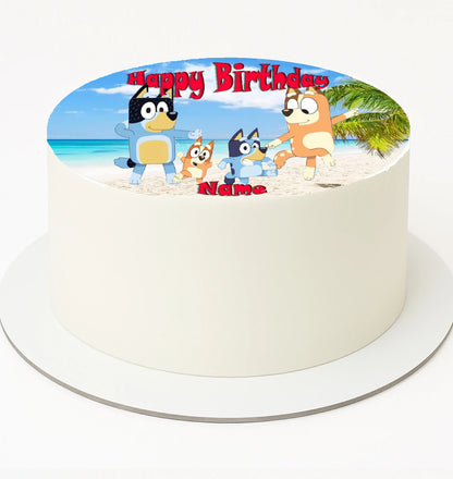 Edible image cake  topper with cartoon Bluey