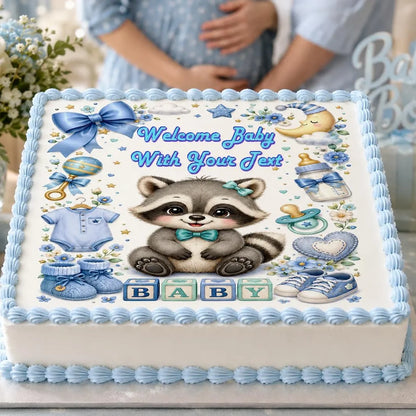 Celebrate with Boy Baby Shower Custom Edible Image Cake Topper - 1/4 Icing Sheet