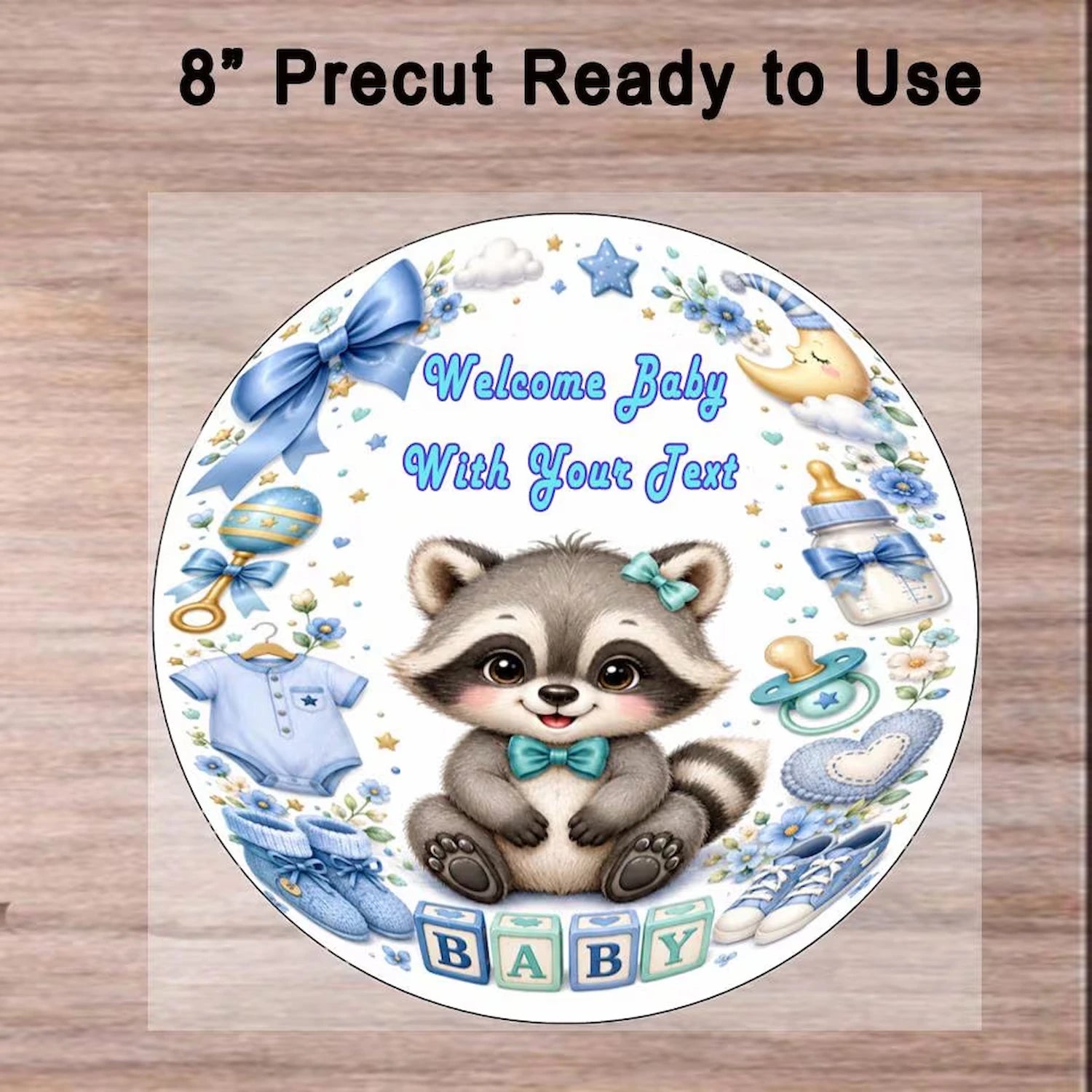 Boy Baby Shower Custom Edible Image Cake Topper - Precut 8" Icing Sheet ready to use