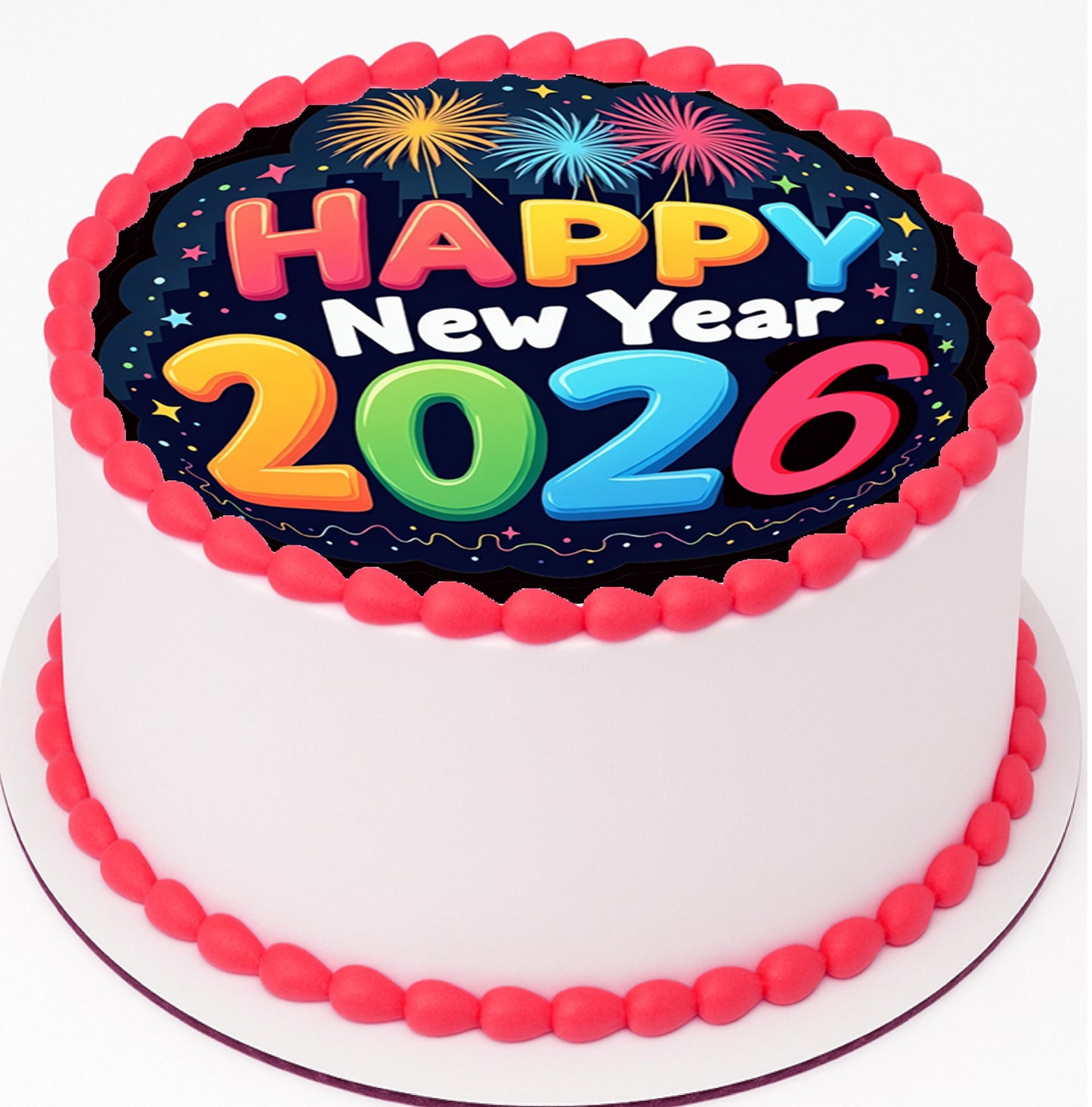 Bright & Bold New Year Edible Image Cake Topper Easy to Use