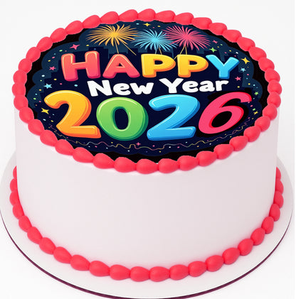 Bright & Bold New Year Edible Image Cake Topper Easy to Use