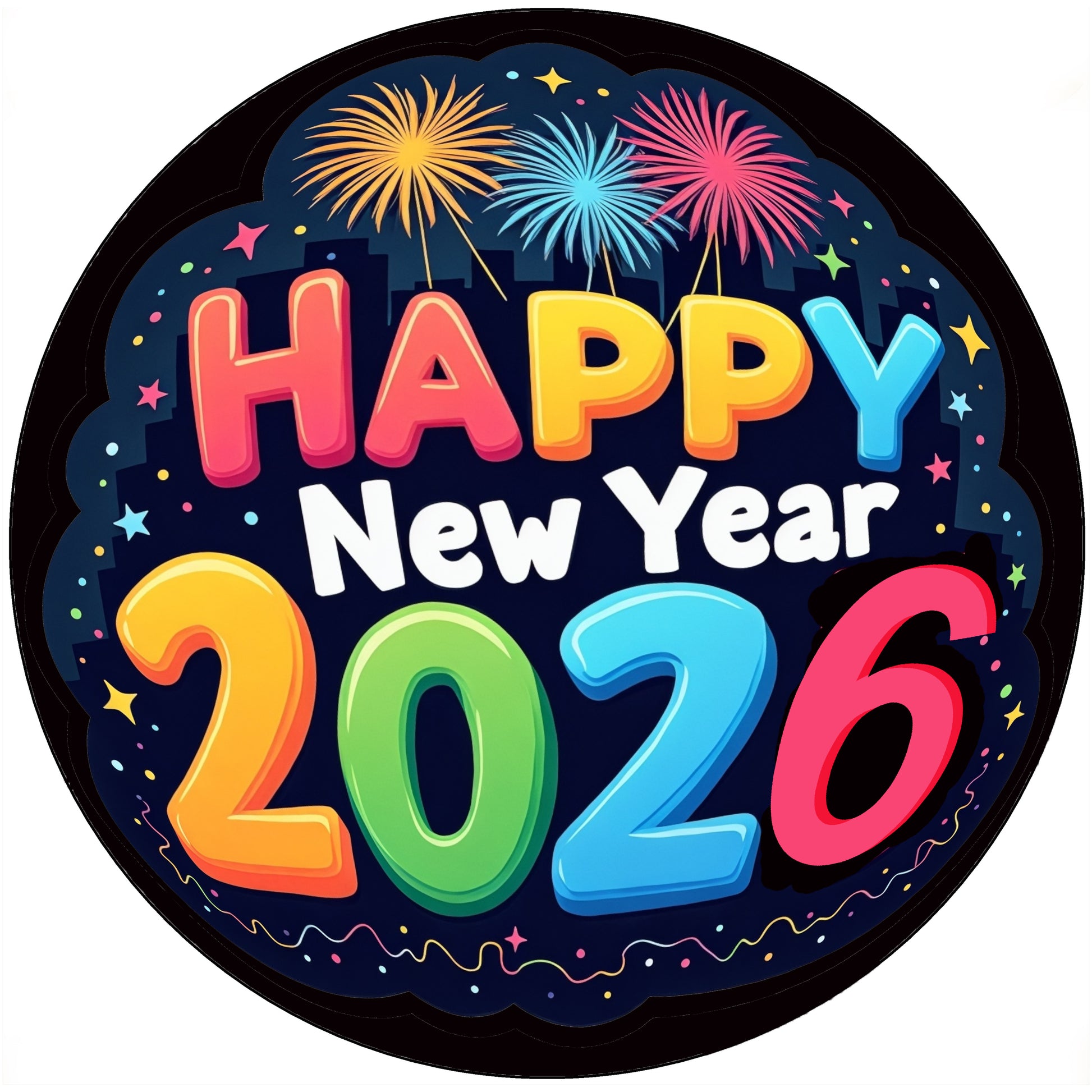Bright & Bold New Year Edible Image Cake Topper precut