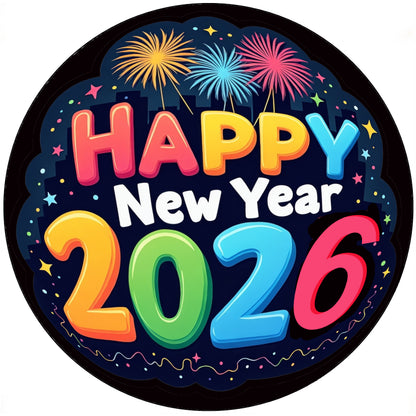 Bright & Bold New Year Edible Image Cake Topper precut
