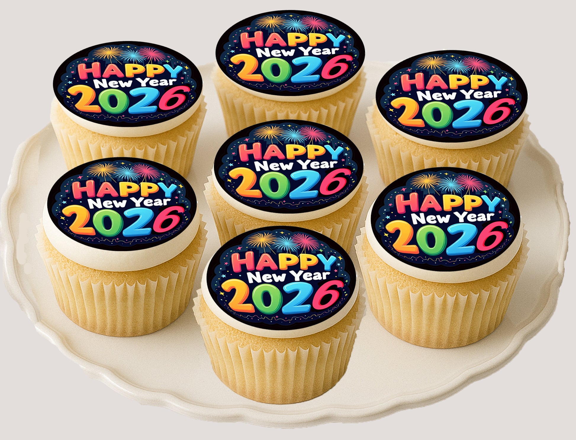 Bright & Bold New Year Edible Image Cookie & Cupcake Topper Easy to Use