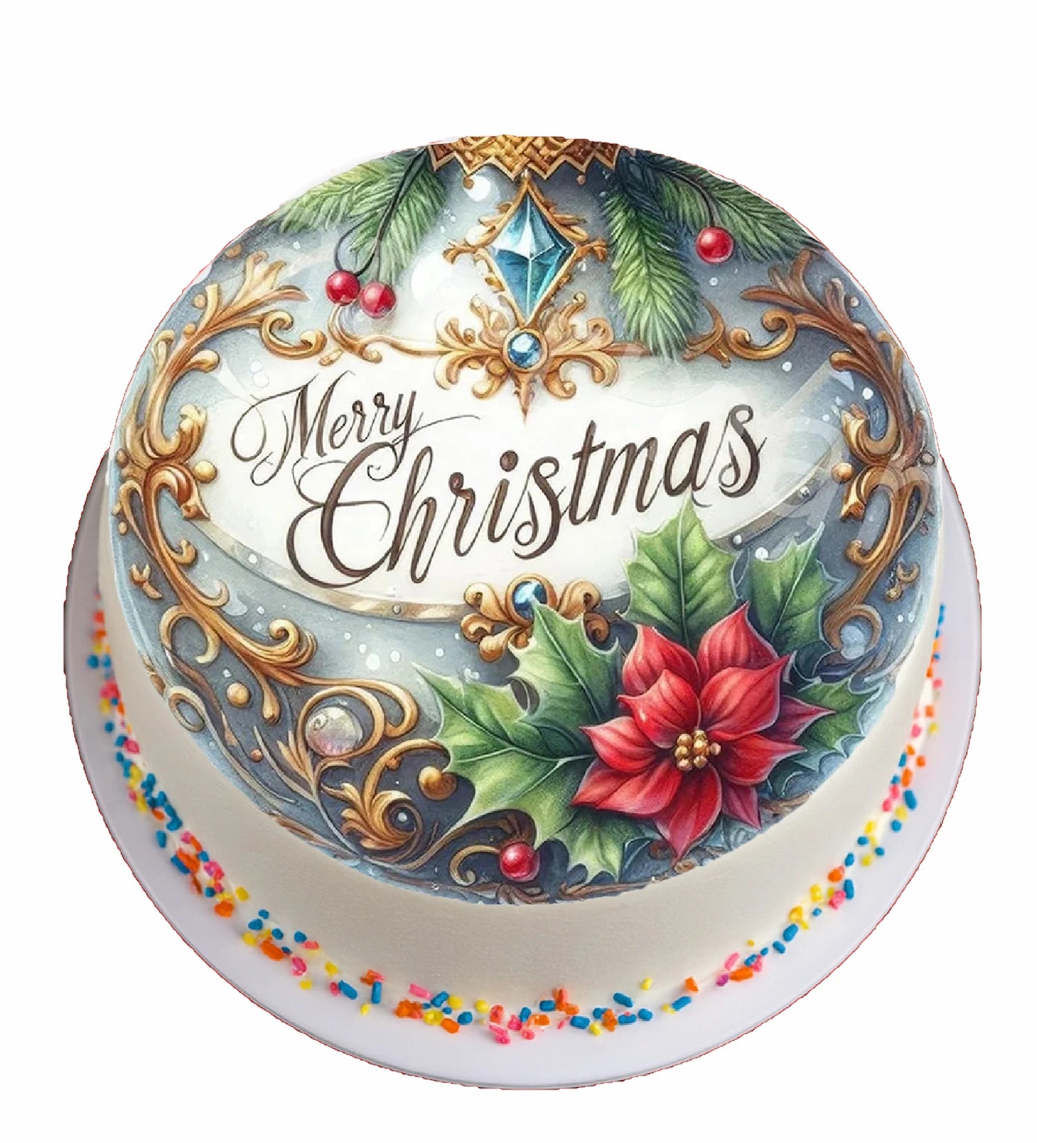 Bright Ornament Decoration Christmas Edible Image Cake Topper