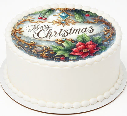 Edible Icing Image Christmas cake Topper with Christmas Nativity themed decoration