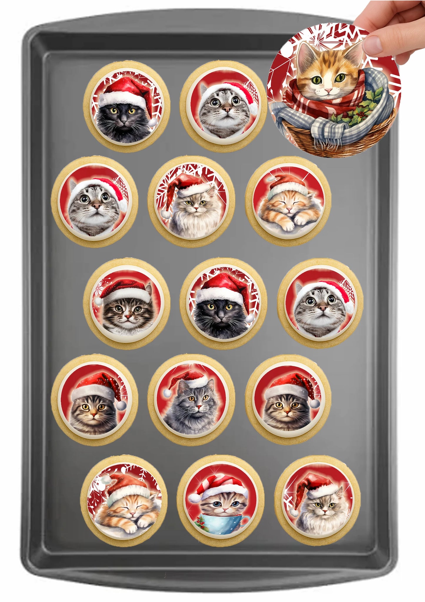 Christmas Edible Cake Images - Cat - Cookie & Cupcake Toppers