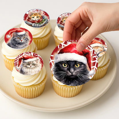 Christmas Edible Cake Images - Cat - Cookie & Cupcake Toppers