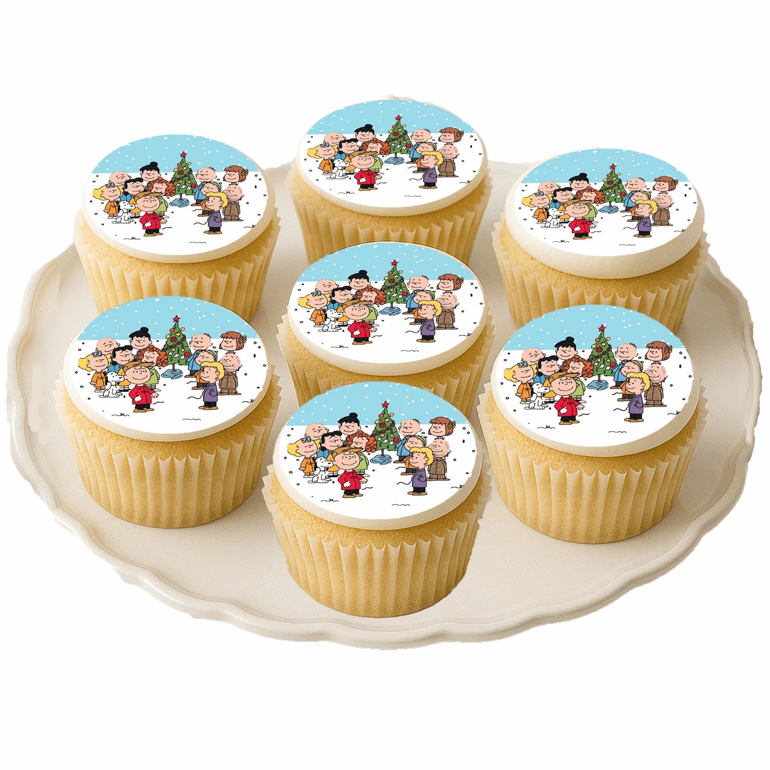 Christmas Charlie Brown edible cake images - cupcake image toppers on cupcakes – for Christmas holiday fun