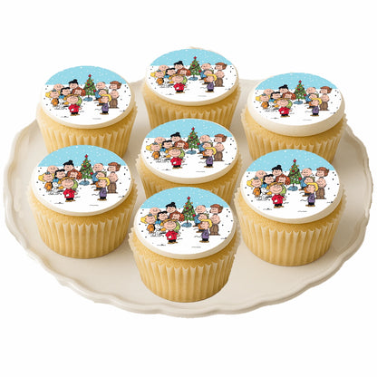 Christmas Charlie Brown edible cake images - cupcake image toppers on cupcakes – for Christmas holiday fun