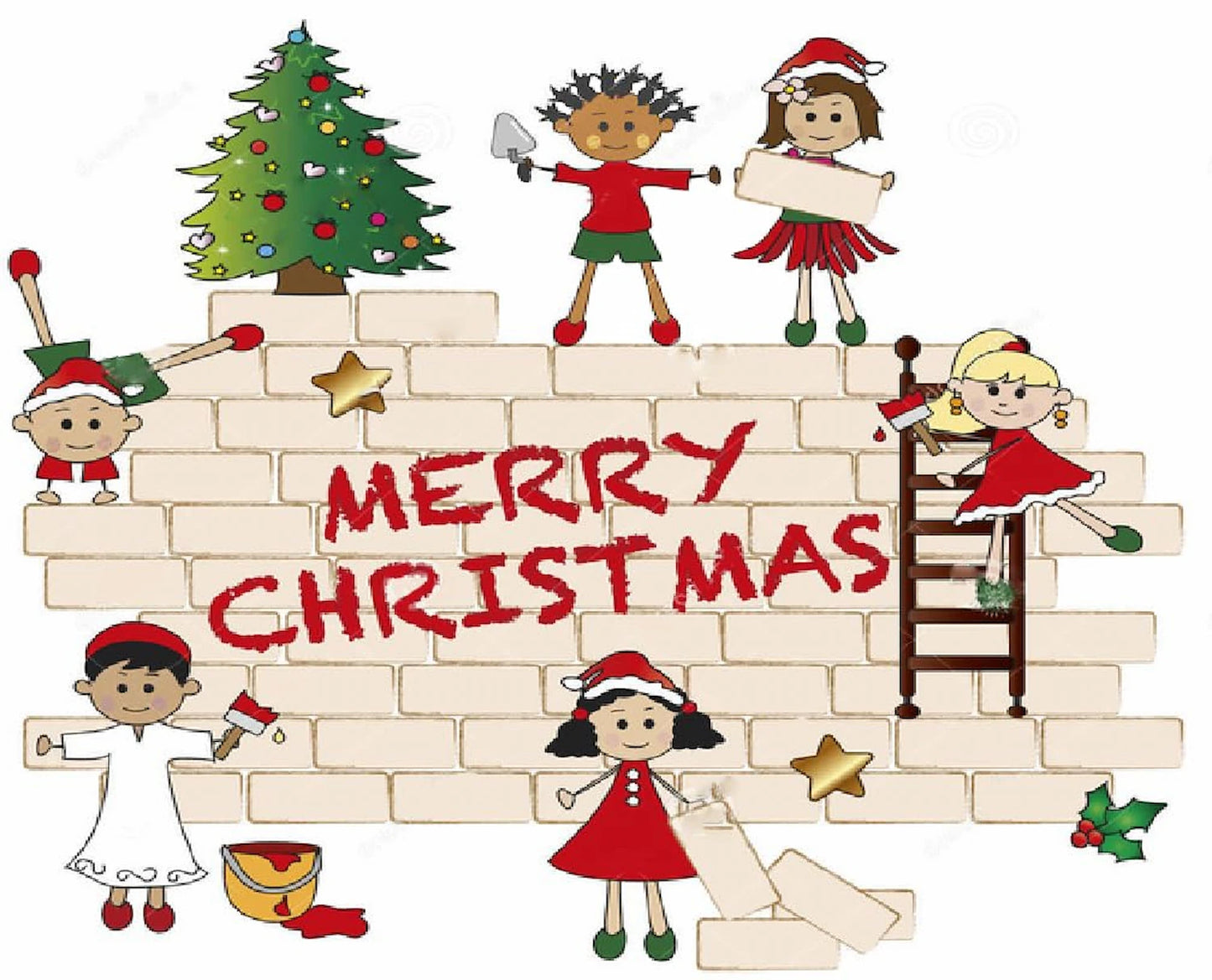 Children at Play Christmas Edible Image Cake Topper - Fun Time