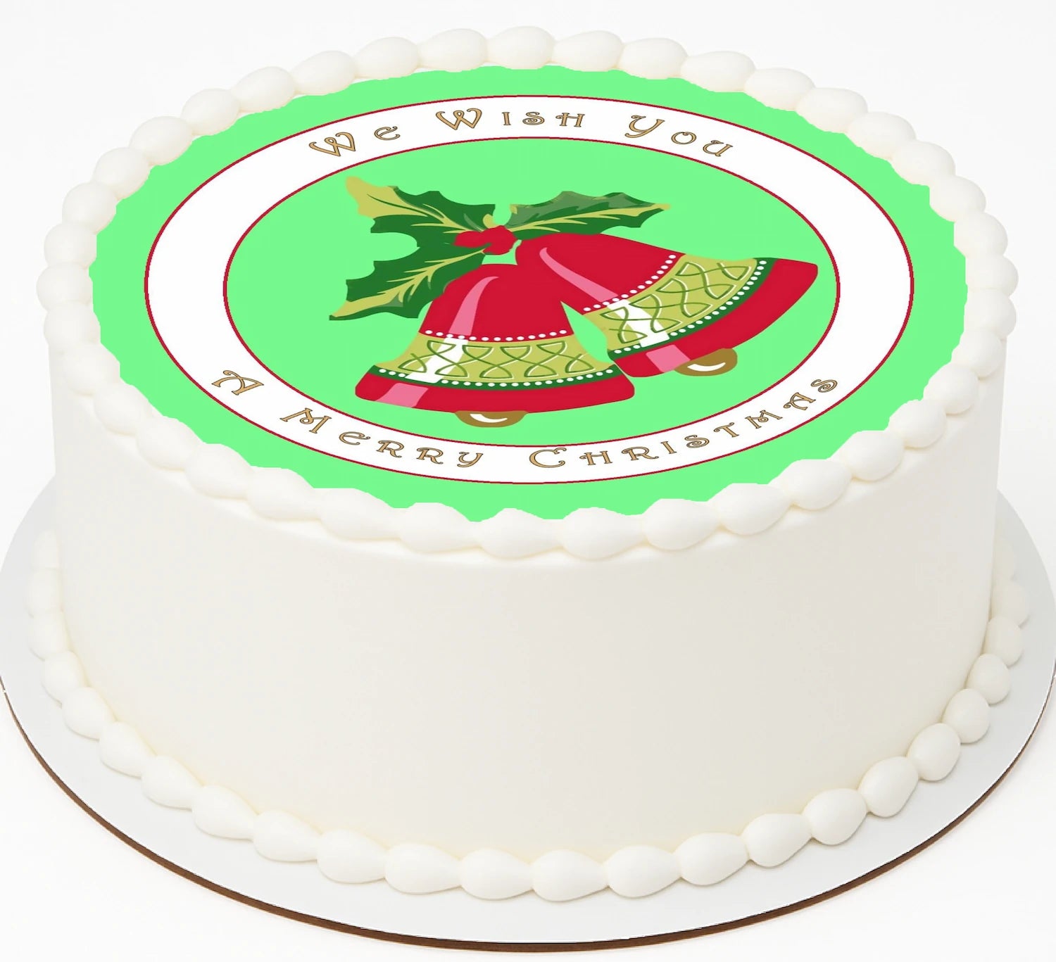 Christmas-themed Edible Icing Images cake topper with a decorative label 