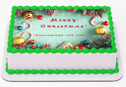 Custom Edible Cake Topper – Christmas Celebration Customizable  Design – 1/4 Sheet Cake (9x13) – Precut Icing Sheet – RA Pape