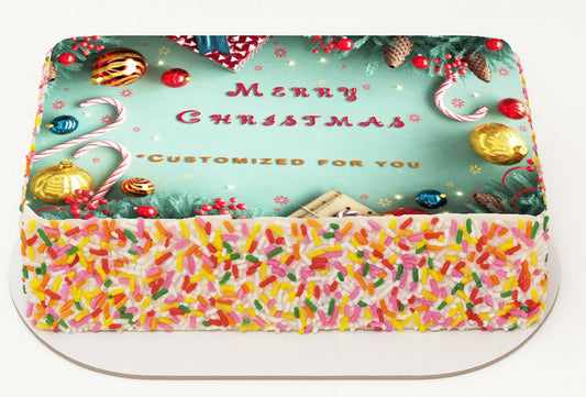 Christmas Celebration Edible Image Cake Topper  Customizable
