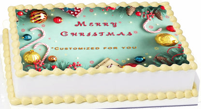 Edible Icing Image Christmas cake Topper with Celebration-themed decoration