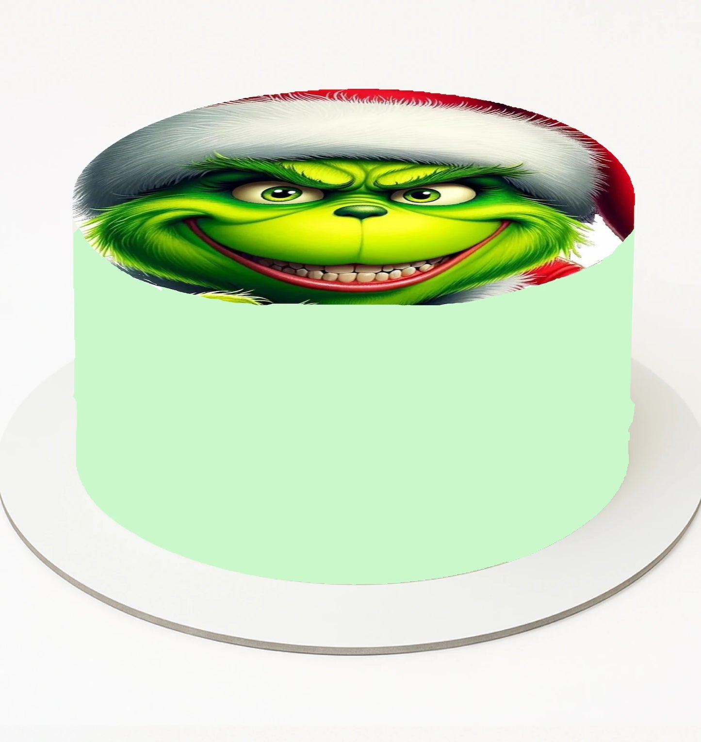 Edible Icing Image Christmas cake Topper with Christmas Fun Grinch Face themed decoration