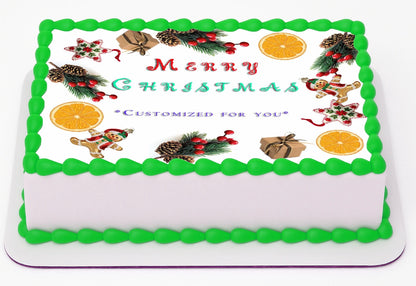 Edible Icing Images Cake Topper with Christmas Gathering Face-themed decoration