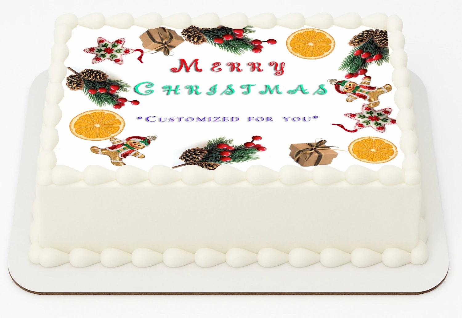 Edible Icing Image Christmas cake Topper with Customizable Christmas Gathering themed decoration