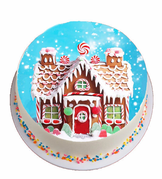 Christmas Gingerbread House Edible Image Cake Topper