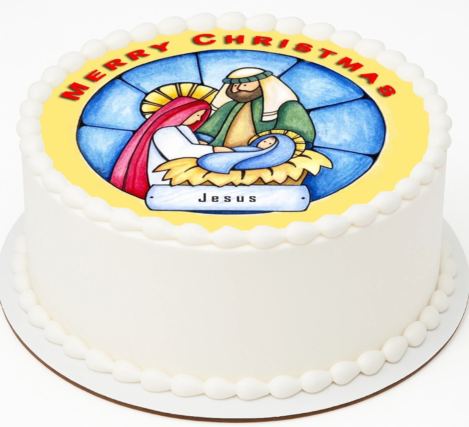 Edible Icing Images Cake Topper with Christmas Nativity-themed decoration