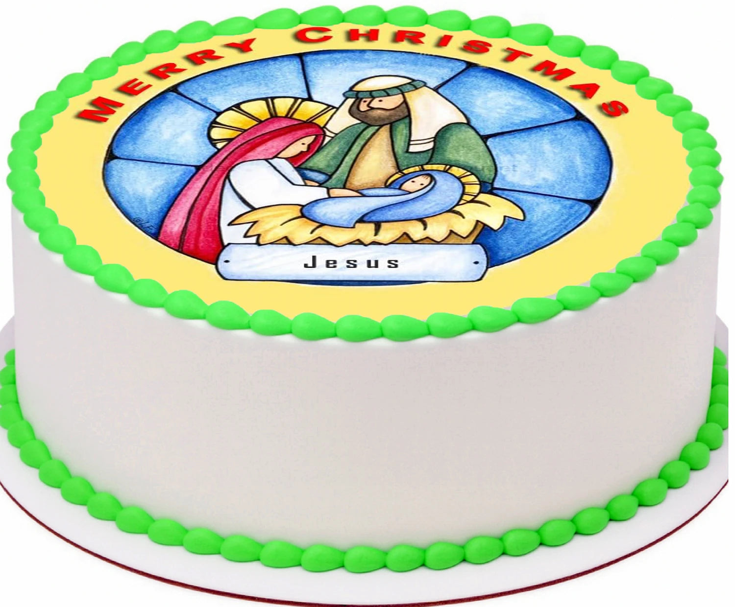 Edible Icing Image Christmas cake Topper with Christmas Nativity themed decoration