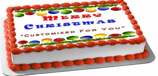 Custom Edible Cake Topper – Christmas Party  Design – 1/4 Sheet Cake (9x13) – Precut Icing Sheet – RA Pape