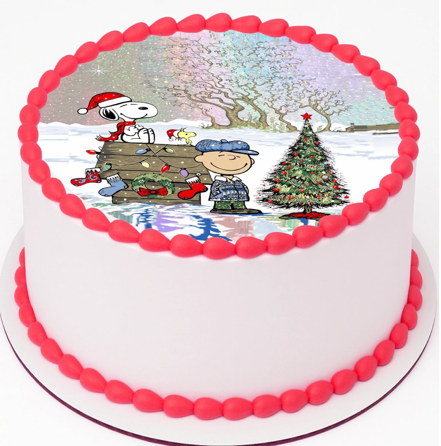 Edible Icing Images Cake Topper with Christmas Snoops-themed decoration