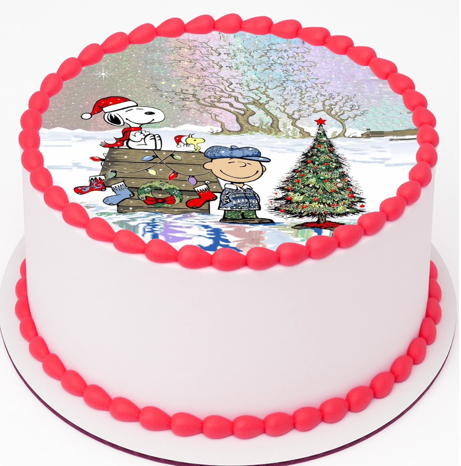 Edible Icing Images Cake Topper with Christmas Snoops-themed decoration