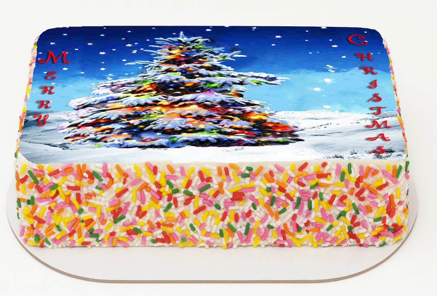 Edible Icing Images Sheet Cake Topper with Christmas Tree-themed decoration
