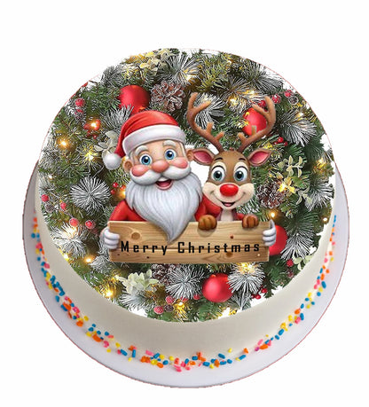 Christmas Wreath Edible Image Cake Topper