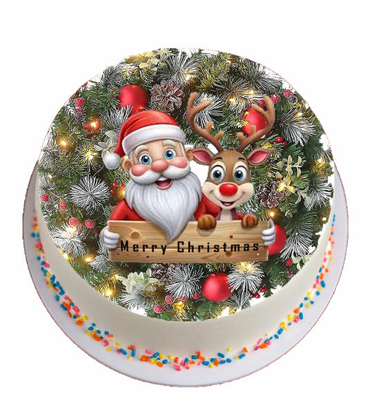 Christmas Wreath Edible Image Cake Topper