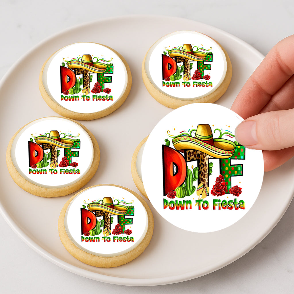 Custom Edible Cake Topper – Cinco De Mayo DTF Design – Icing Sheet Cookie & Cupcake Images –20 Pre-cut 2” Round–Easy to Use- RA Pape