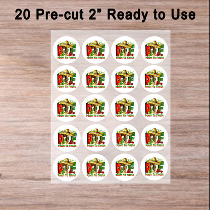 Ready to use -Custom Edible Cake Topper – Cinco De Mayo DTF Design – Icing Sheet Cookie & Cupcake Images –20 Pre-cut 2” Round– RA Pape