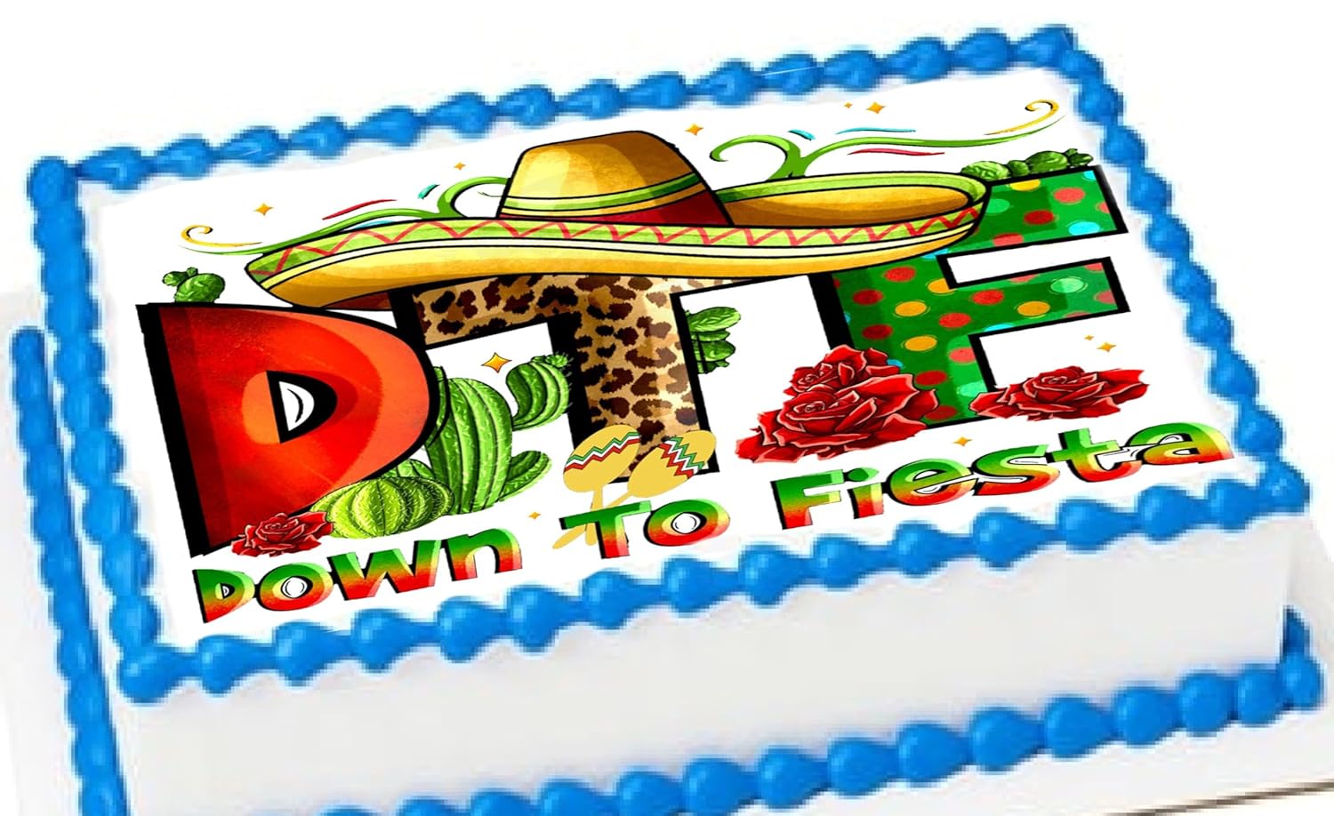 Edible Icing Images Sheet Cake Topper with Cinco De Mayo DTF-themed decoration