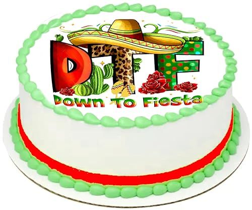 Cinco De Mayo DTF Edible Image Sheet Cake Topper - Precut Easy To Use